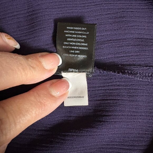 Vera Wang Blouse Womens Size Large Sheer Purple Cap Sleeve Popover Top Work - Picture 8 of 10